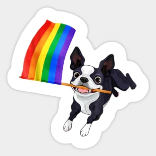 Boston Terrier Gay Pride Flag Sticker